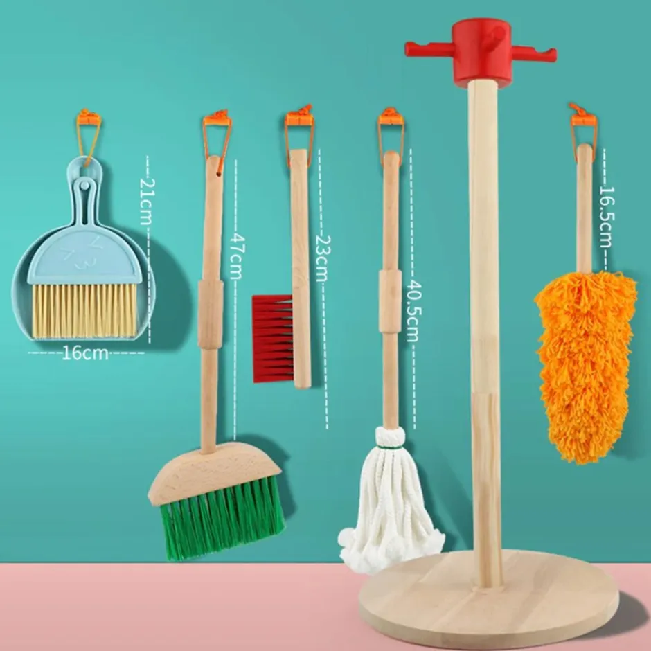 Buxibo Kinder Schoonmaak Set Houten Huishoudelijke Gereedschap Montessori< Verrassend Speelgoedvoordeel|Houten Speelsets