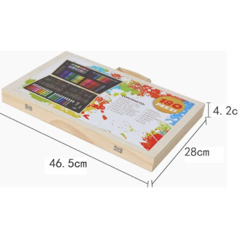 Buxibo Luxe 180 Delige Tekenset Tekendoos met Kleurpotloden Waskrijt Acrylverf< Knutselen