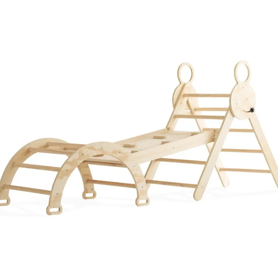 Buxibo Mini Houten Klimrek met Klimboog & Klimhelling met Glijbaan Montessori Speelgym< Verrassend Speelgoedvoordeel|Houten Klimrekken