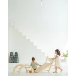 Buxibo Mini Houten Klimrek met Klimboog & Klimhelling met Glijbaan Montessori Speelgym< Verrassend Speelgoedvoordeel|Houten Klimrekken