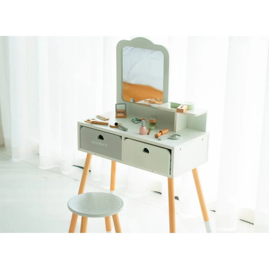 Montessori Kaptafelset Hout met Kruk en Spiegel Kinder Make-up Tafel|Buxibo Discount