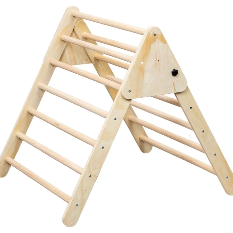Buxibo XXL Opvouwbare Driehoek + Klimboog Montessori Houten Speelgym met Glijbaan< Houten Klimrekken