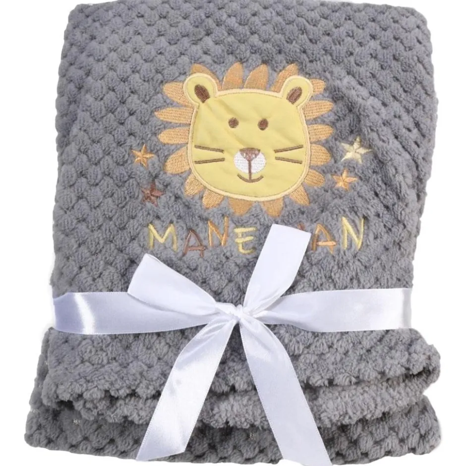 Cangaroo Grijs Freya Leeuw 75 x 105 cm Wiegdeken< Baby Beddengoed