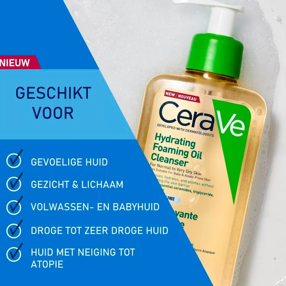 CeraVe Hydraterende Schuimende Reinigingsolie< Dermacare|Gezichtsreiniging