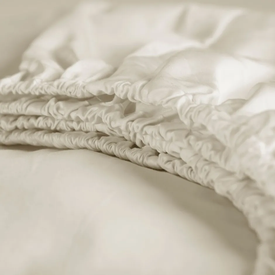 Dubbele Splittopper Hoeslaken Katoen Satijn Sunday - ivory 180x210cm|Cinderella Discount