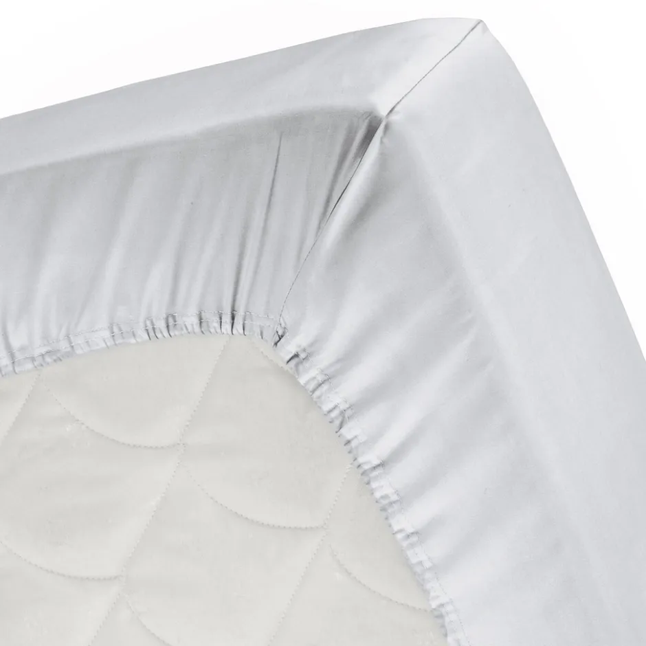 Splittopper Single Split Hoeslaken Katoen Satijn - light grey 180x210cm|Cinderella New
