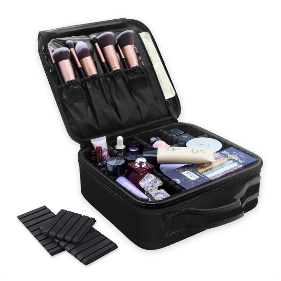 Confibel Cosmetica Koffer Make-up Koffer met verstelbare vakken< Make-Up Koffers