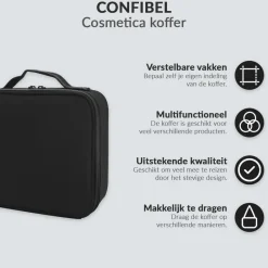 Confibel Cosmetica Koffer Make-up Koffer met verstelbare vakken< Make-Up Koffers