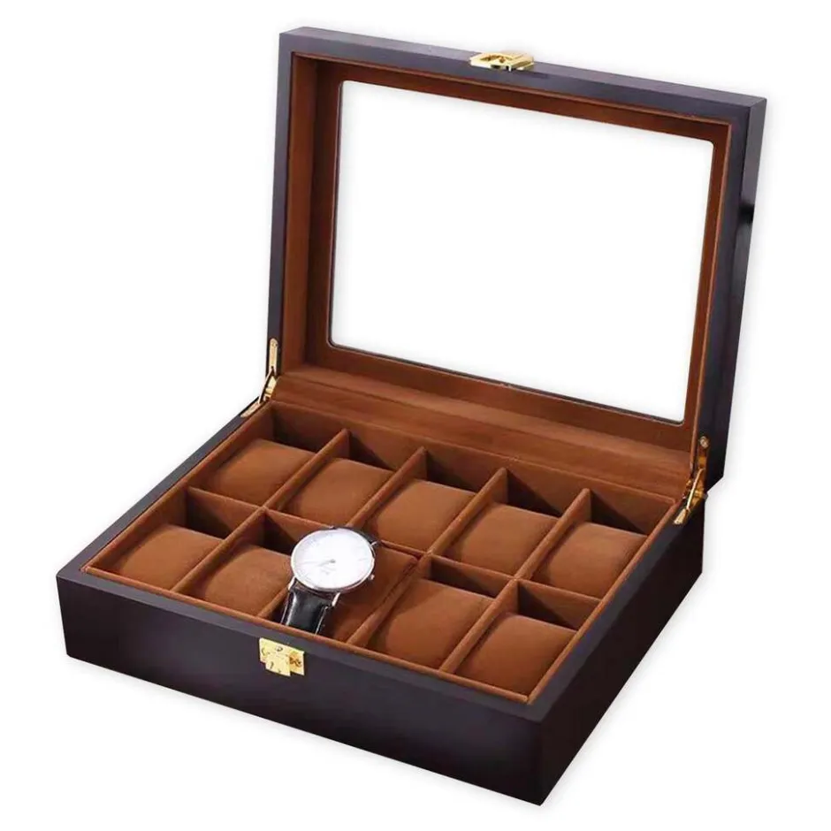 Confibel Horloge box voor uw juwelen en sieraden 10 compartimenten met kussentjes< Sieraden En Bijoux
