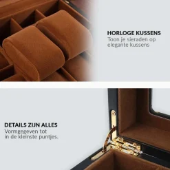 Confibel Horloge box voor uw juwelen en sieraden 10 compartimenten met kussentjes< Sieraden En Bijoux