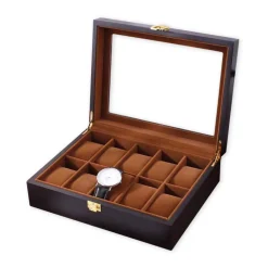 Confibel Horloge box voor uw juwelen en sieraden 10 compartimenten met kussentjes< Sieraden En Bijoux