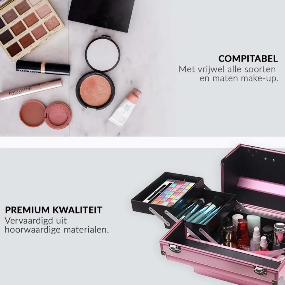 Confibel Opvouwbare Cosmetica Koffer 5 Opbergvakken Beauty Case< Make-Up Koffers