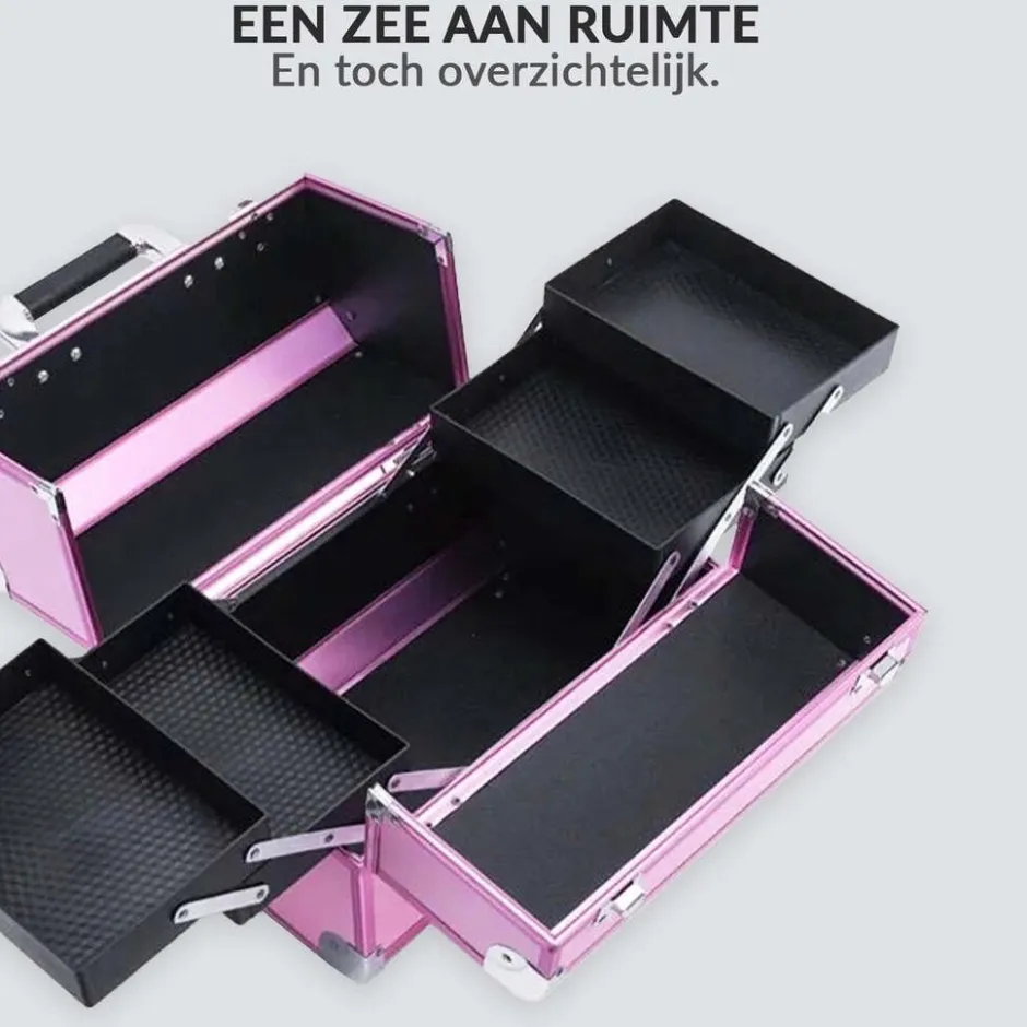 Confibel Opvouwbare Cosmetica Koffer 5 Opbergvakken Beauty Case< Make-Up Koffers