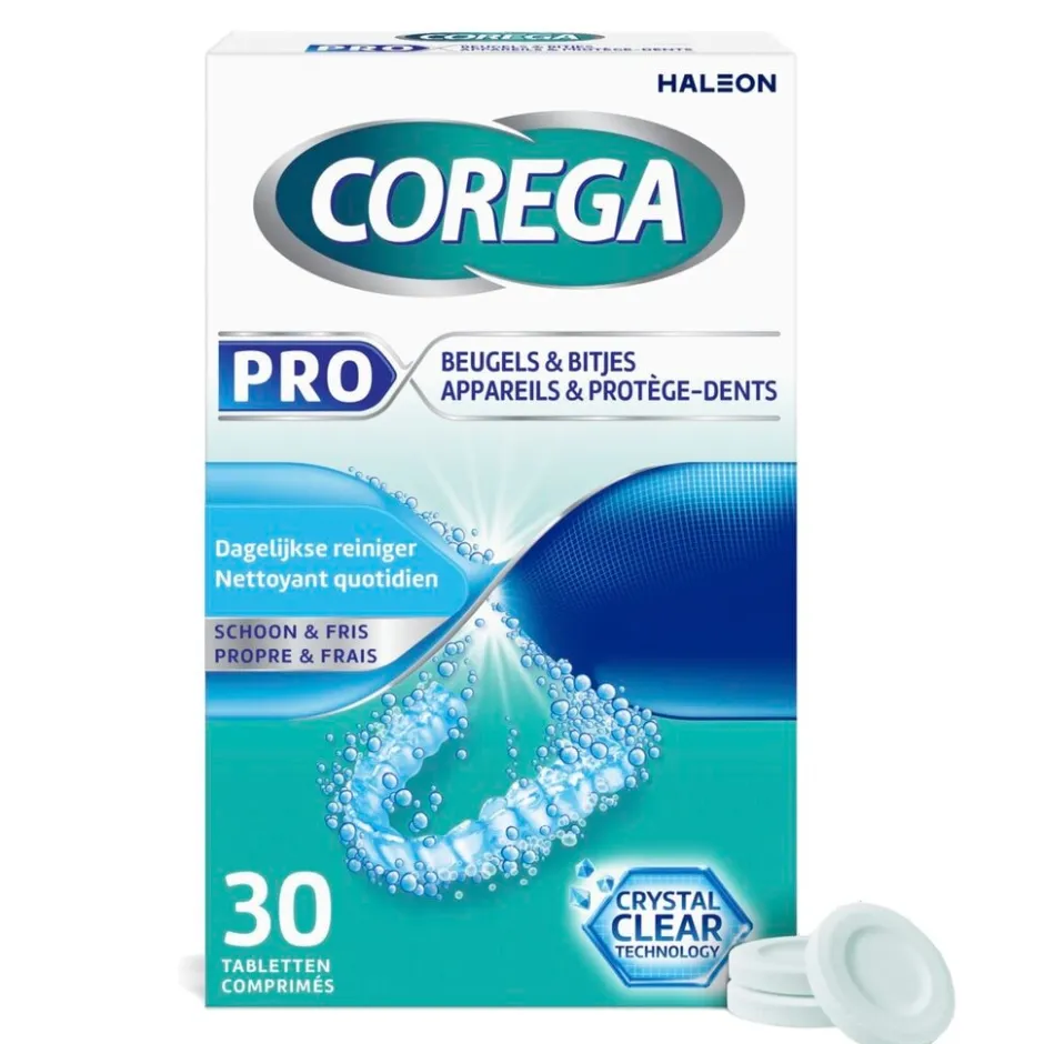 Corega Pro Dagelijkse Reiniger voor Beugels & Bitjes Tabletten< Kunstgebitreiniger