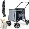 Trendmix Costway opvouwbare xl hondenbuggy met ademend gaas en opbergvakken< Honden