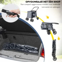 Trendmix Costway opvouwbare xl hondenbuggy met ademend gaas en opbergvakken< Honden