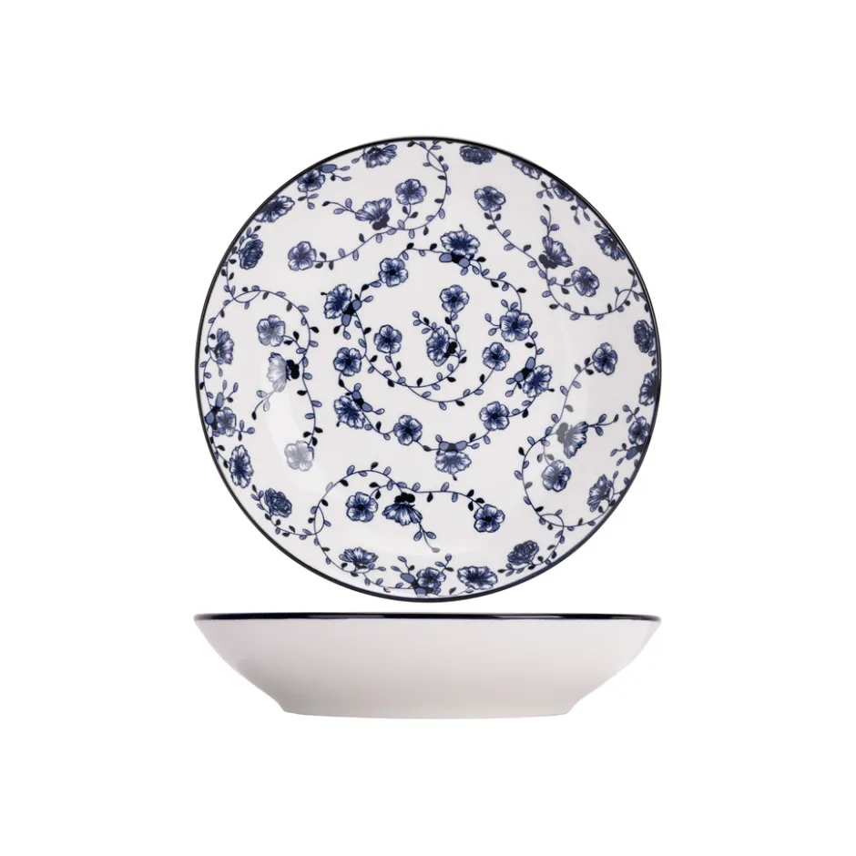 Cosy & Trendy 4 Stuks Flor Azul Diepe borden Porselein| New
