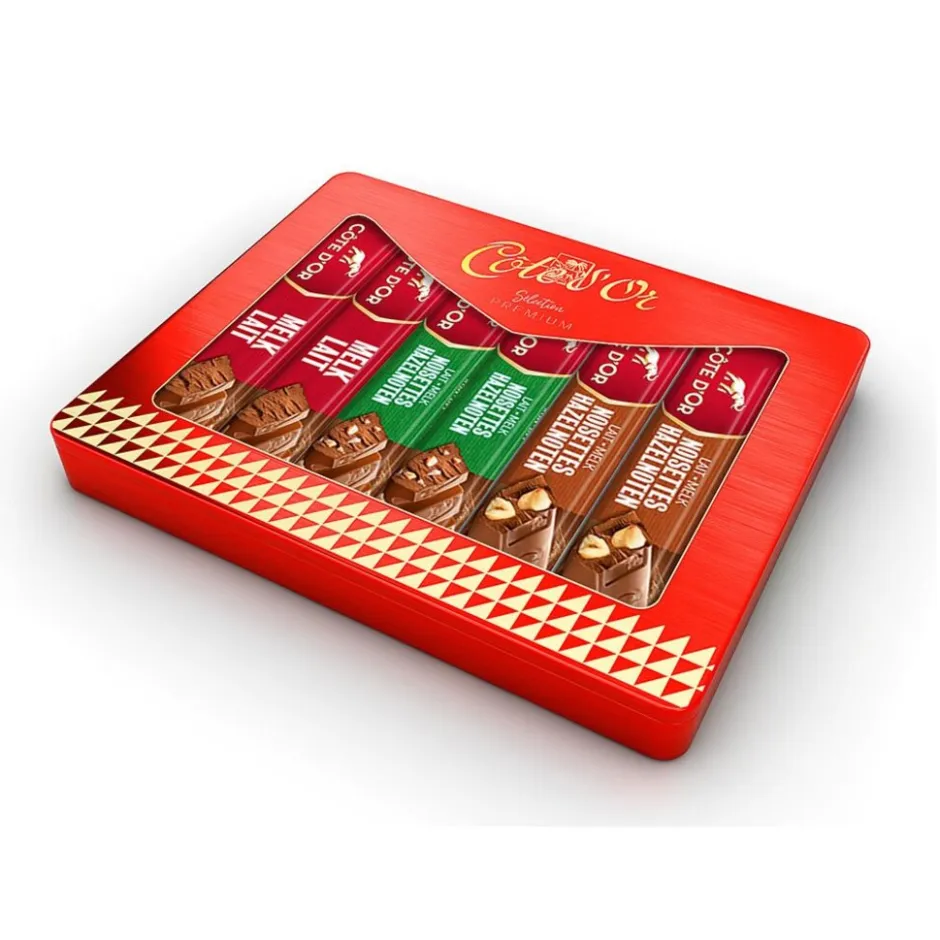 Côte d'Or deluxe geschenkdoos - mix van 6 chocoladerepen melkchocolade met melkvulling en hazelnoten|Cote D'Or Outlet