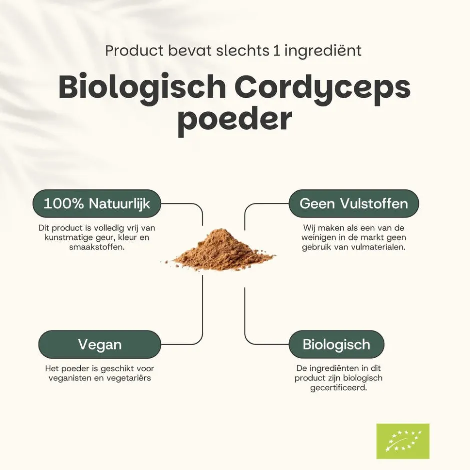 Cupplement Cordyceps Poeder Biologisch< Natuurlijke Supplementen