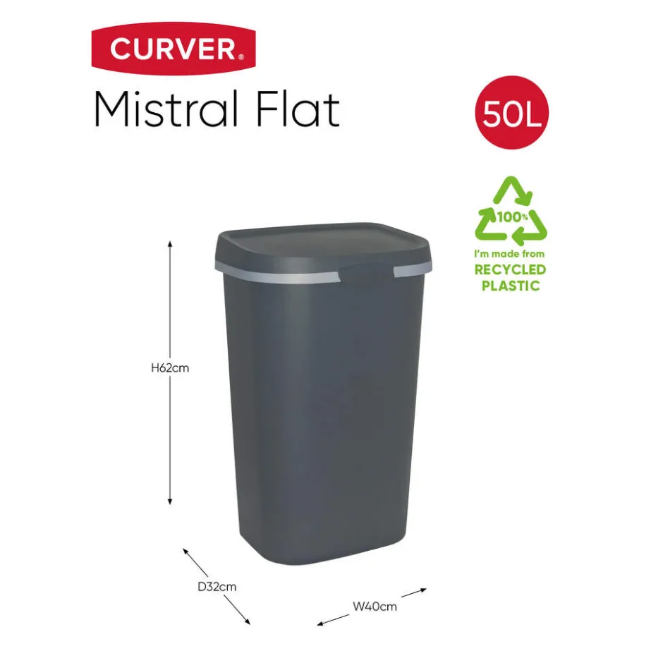 Curver Mistral Flat Prullenbak 50L< Prullenbakken