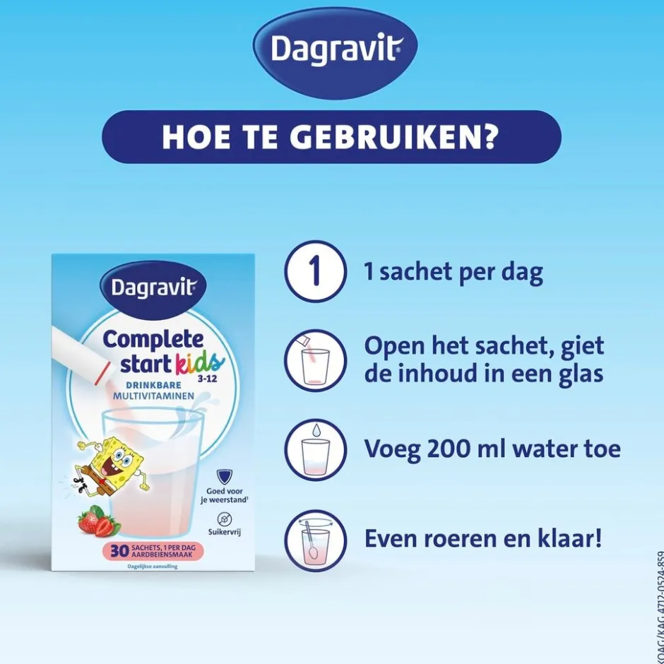 Dagravit Complete Start Kids 3-12 Drinkbare Multivitaminen Sachets< Vitamines