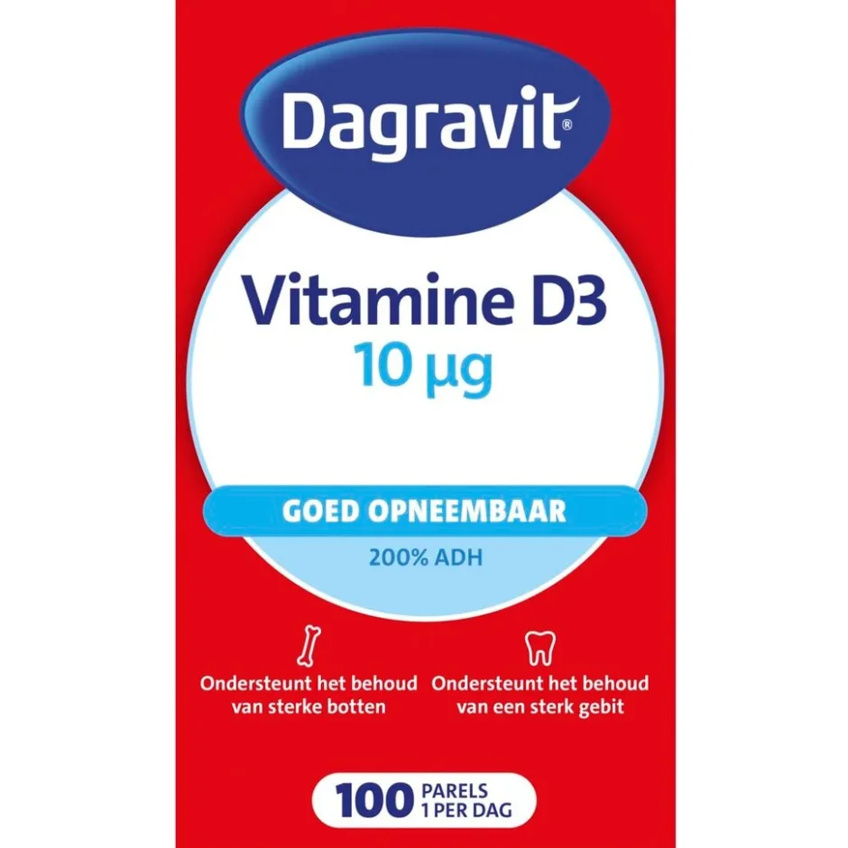Dagravit Vitamine D3 10ug Parels< Botten En Spieren|Vitamines