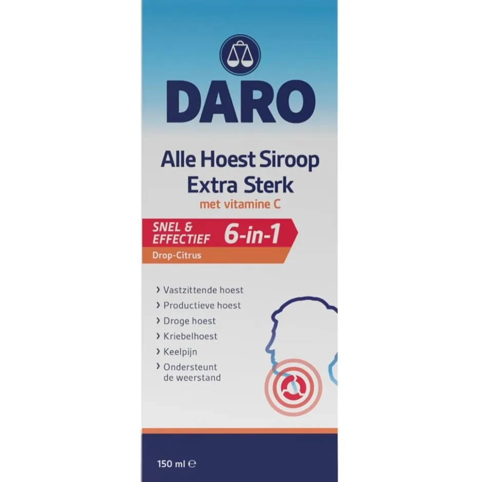 Daro Extra Sterk Alle Hoest Siroop met Vitamine C< Luchtwegen