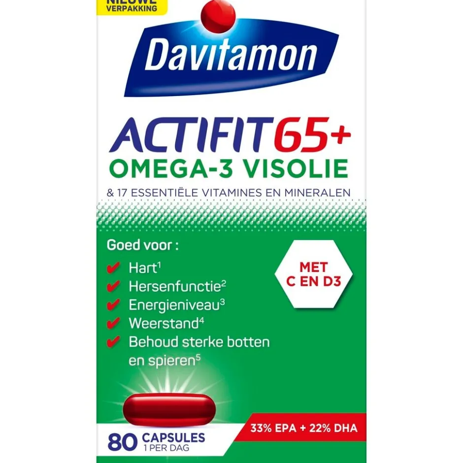 Actifit 65+ Omega-3 Visolie Multivitamine & Mineralen Capsules|Davitamon Online