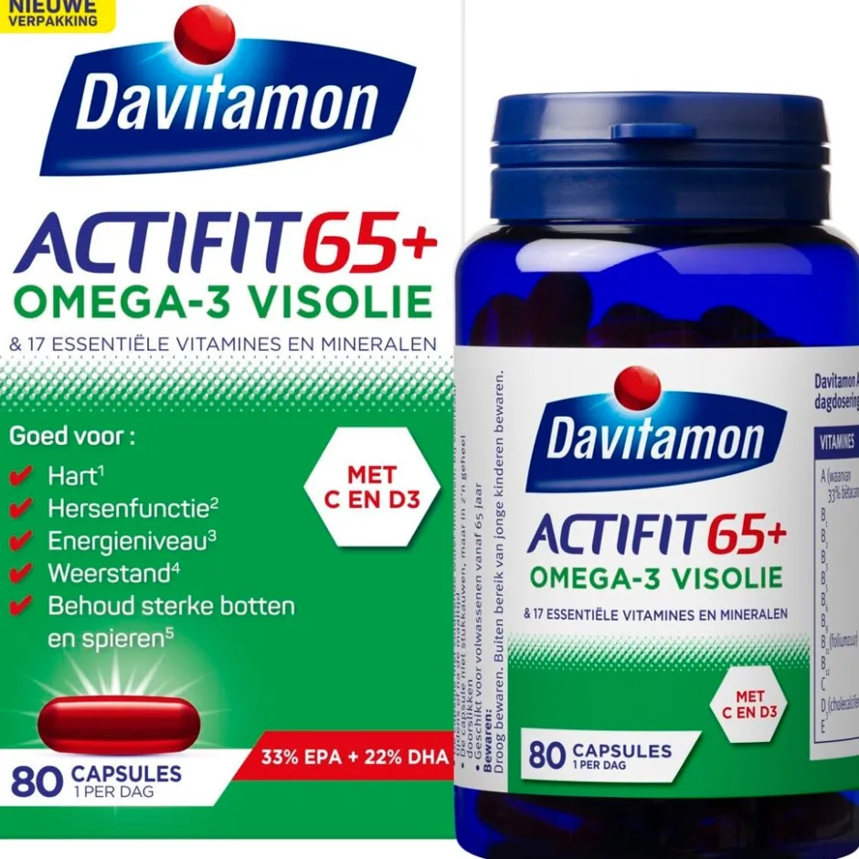 Actifit 65+ Omega-3 Visolie Multivitamine & Mineralen Capsules|Davitamon Online