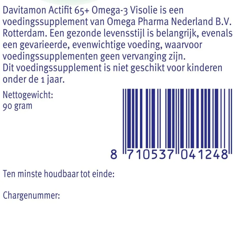 Actifit 65+ Omega-3 Visolie Multivitamine & Mineralen Capsules|Davitamon Online