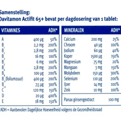 Davitamon Actifit 65+ Tabletten< Weerstand En Energie|Botten En Spieren