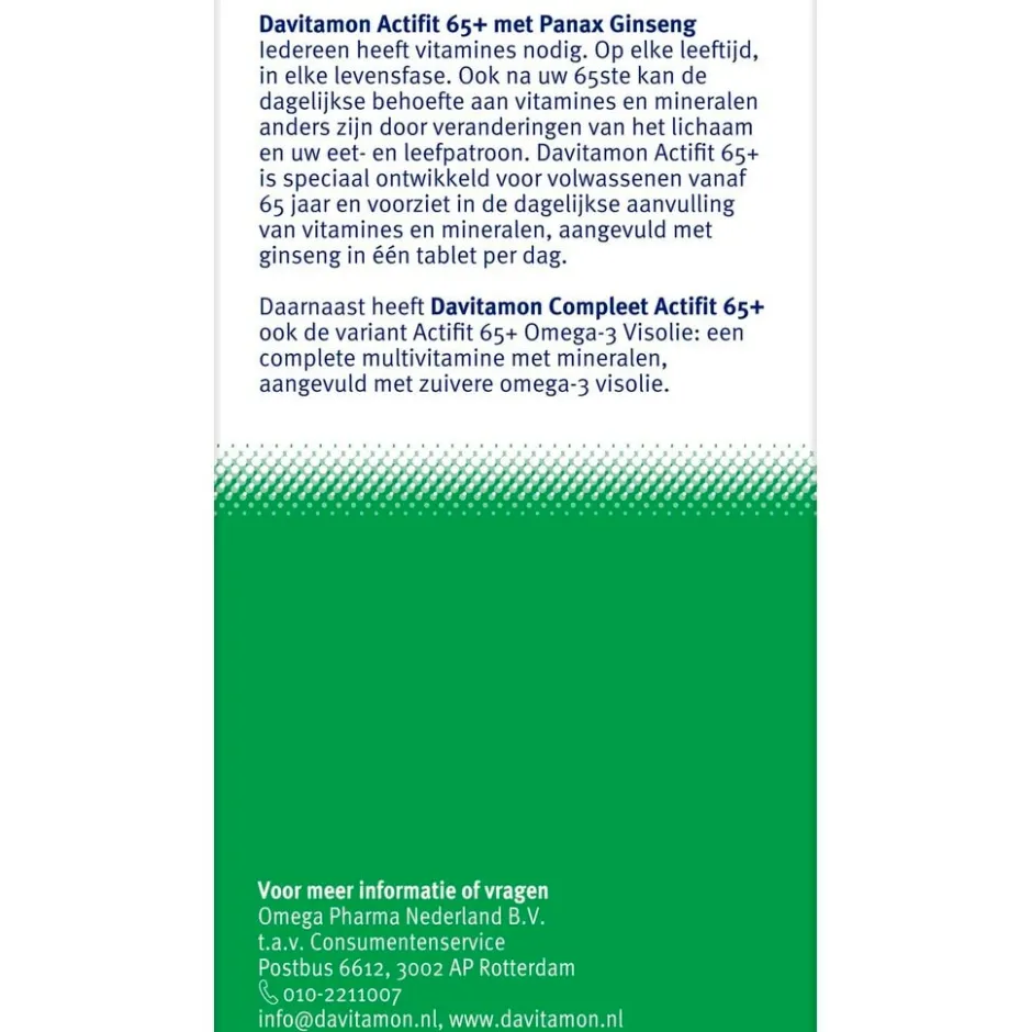 Davitamon Actifit 65+ Tabletten< Weerstand En Energie|Botten En Spieren
