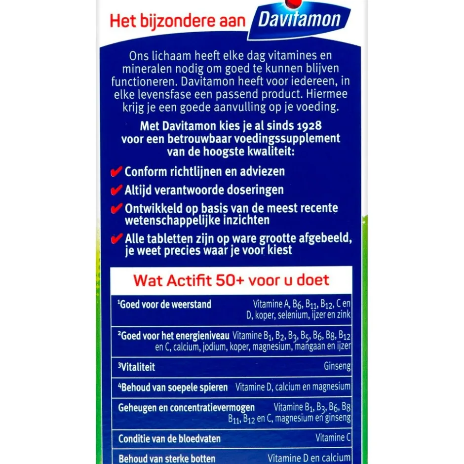 Davitamon Actifit 50+ Tabletten< Weerstand En Energie|Vitamines