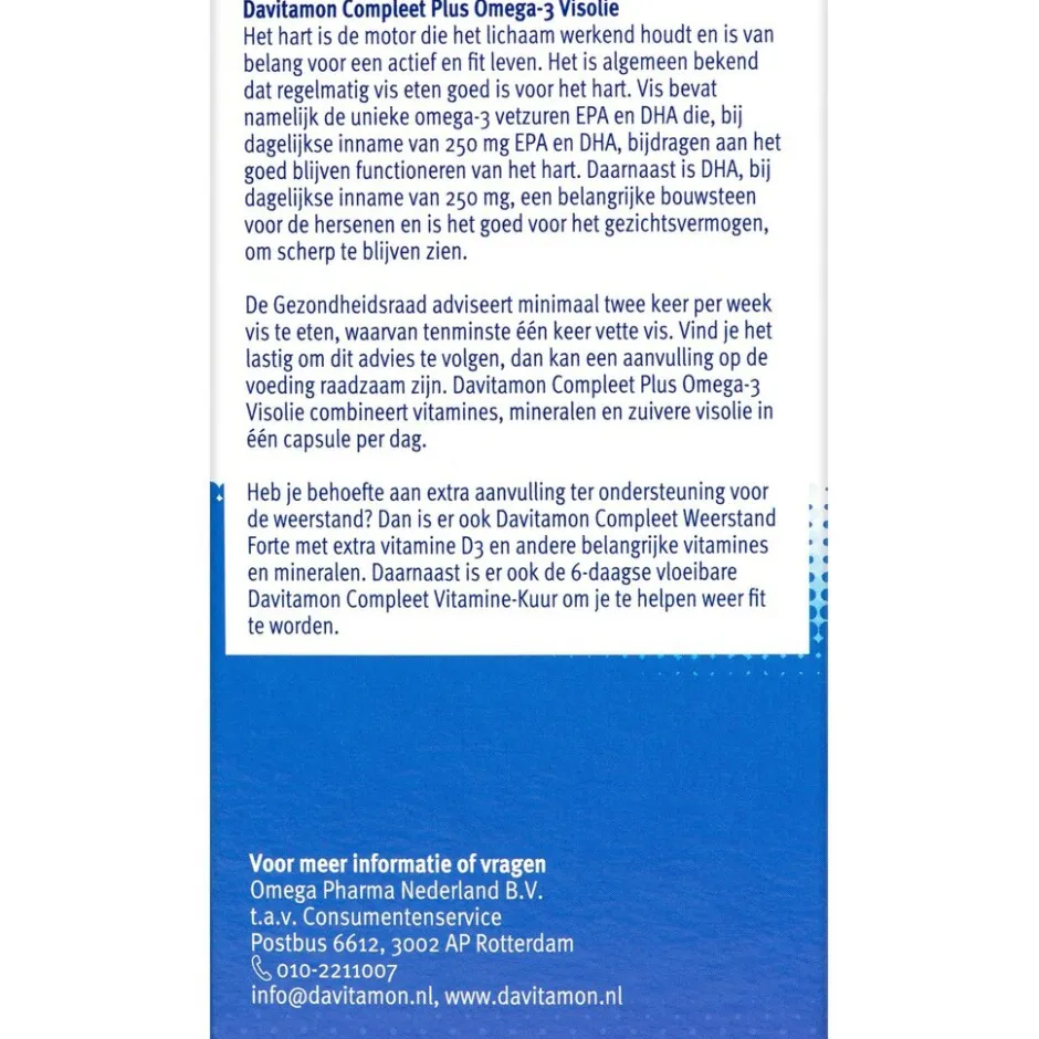 Davitamon Compleet Omega-3 Visolie Capsules< Visolie|Omega 3