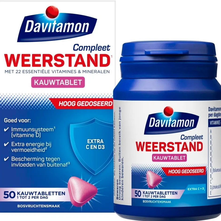 Davitamon Compleet Weerstand Bosvruchten Kauwtabletten< Weerstand En Energie|Vitamines