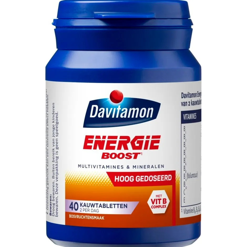 Davitamon Energie Boost¹ Hooggedoseerde Bosvruchten Kauwvitaminen< Weerstand En Energie|Vitamines