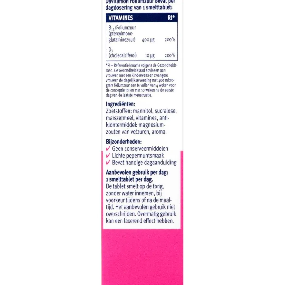Foliumzuur Extra Vitamine D3 Smelttabletten|Davitamon Sale