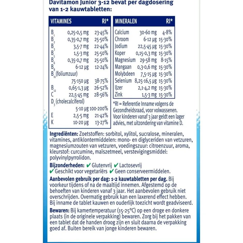 Junior 3-12 Banaan Kauwtabletten|Davitamon Best