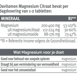 Magnesiumcitraat + Magnesiumoxide Tabletten|Davitamon Best