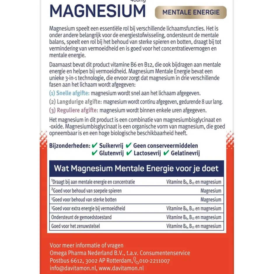 400mg Magnesium Mentale Energie Tabletten|Davitamon Hot
