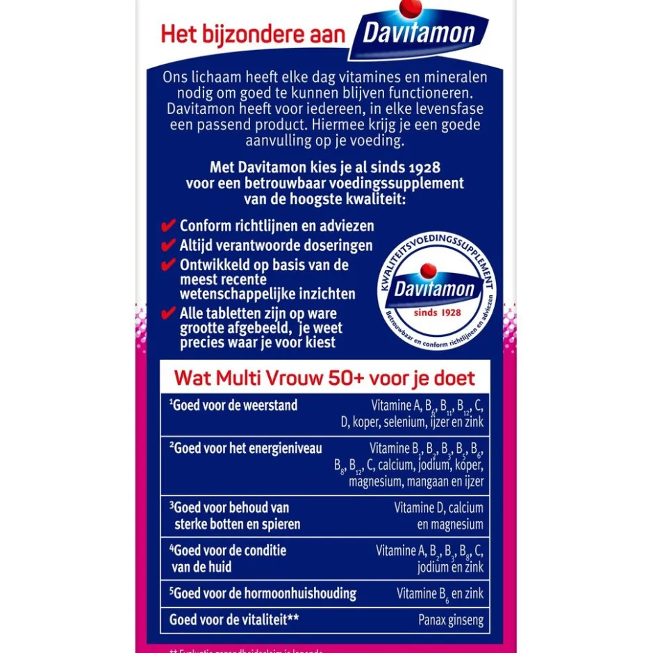 Davitamon Multi Vrouw 50+ Tabletten< Weerstand En Energie|Vitamines