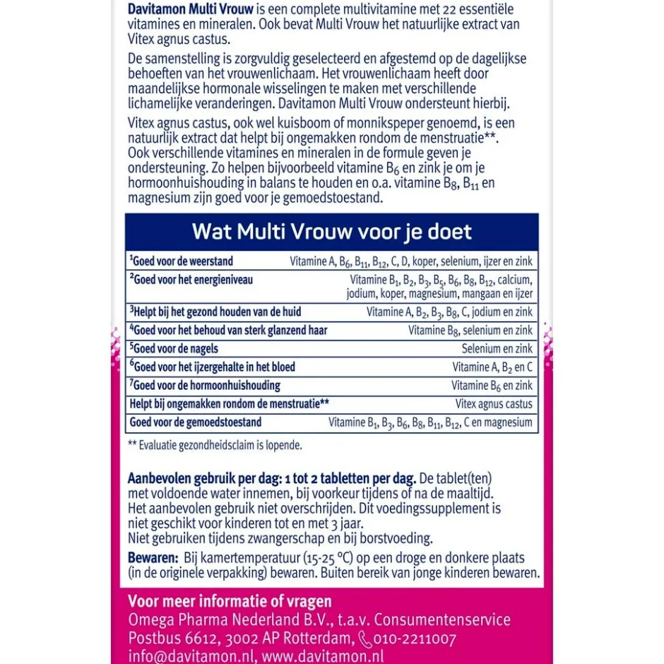 Multi Vrouw Tabletten|Davitamon Online