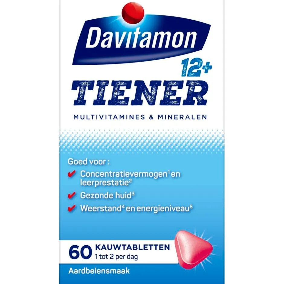 Tiener 12+ Multivitamines & Mineralen Aardbei Kauwtabletten|Davitamon Sale