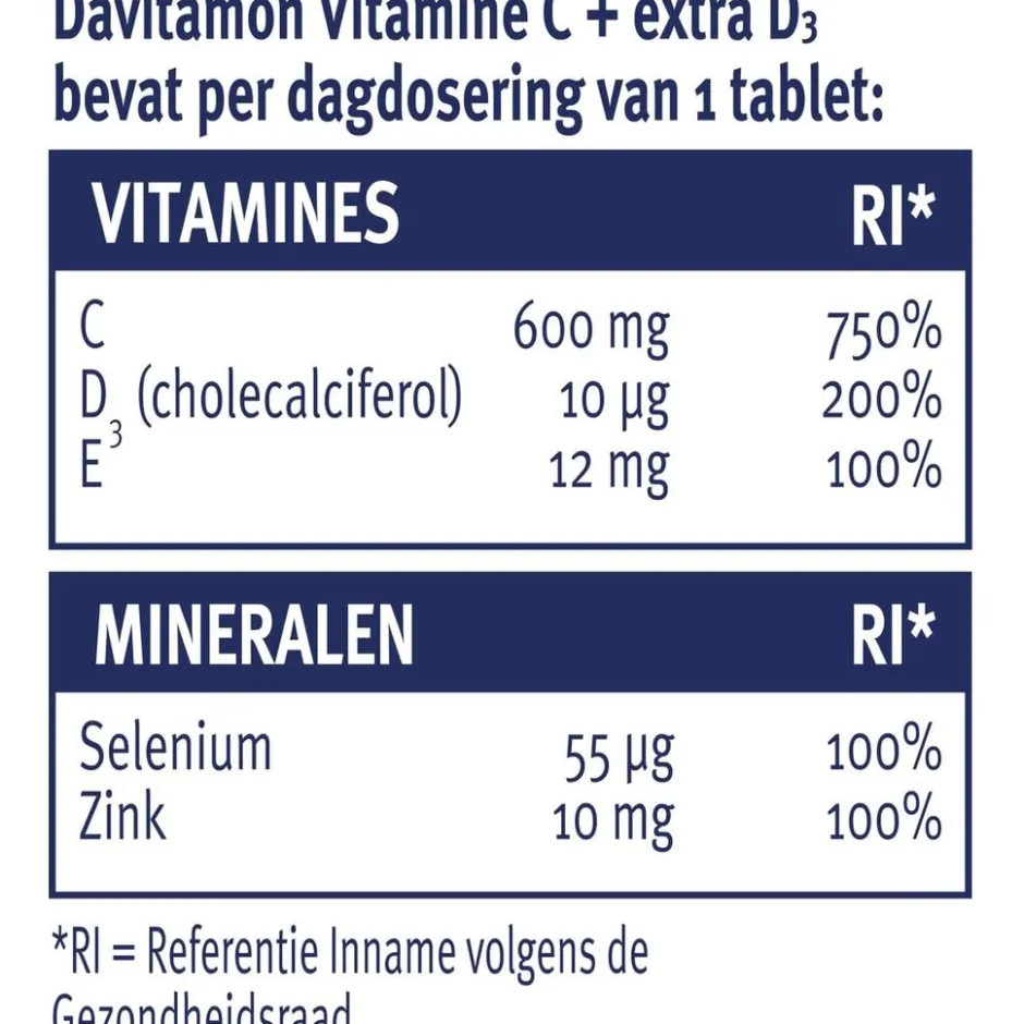 Davitamon Vitamine C Forte + Extra D3 Time-Release Tabletten< Weerstand En Energie|Vitamines