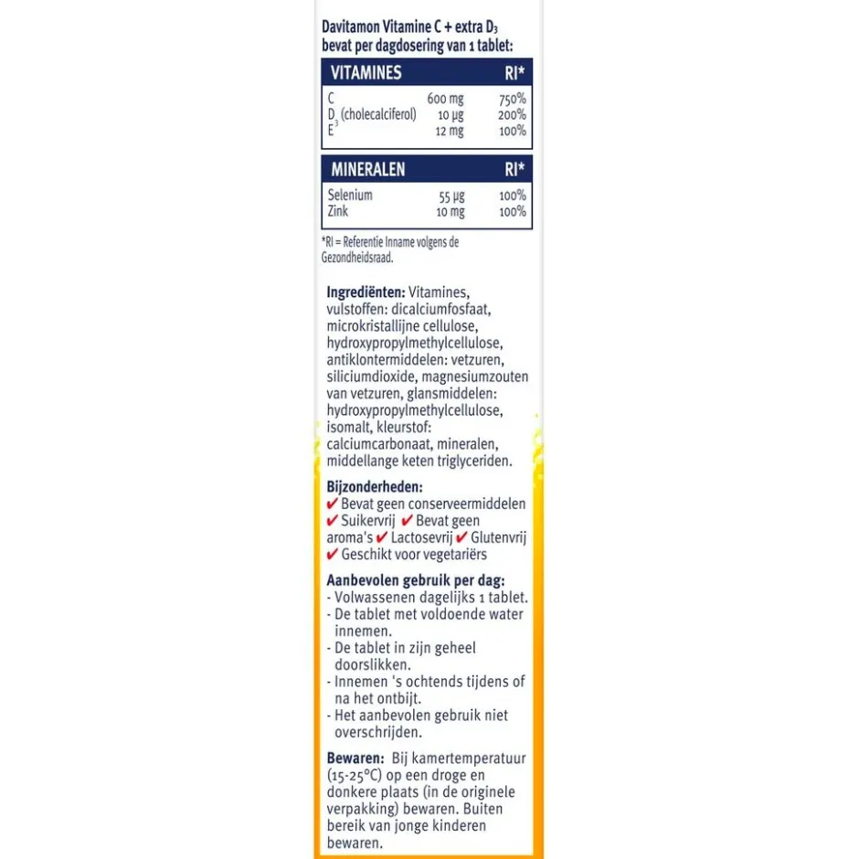 Davitamon Vitamine C Forte + Extra D3 Time-Release Tabletten< Weerstand En Energie|Vitamines