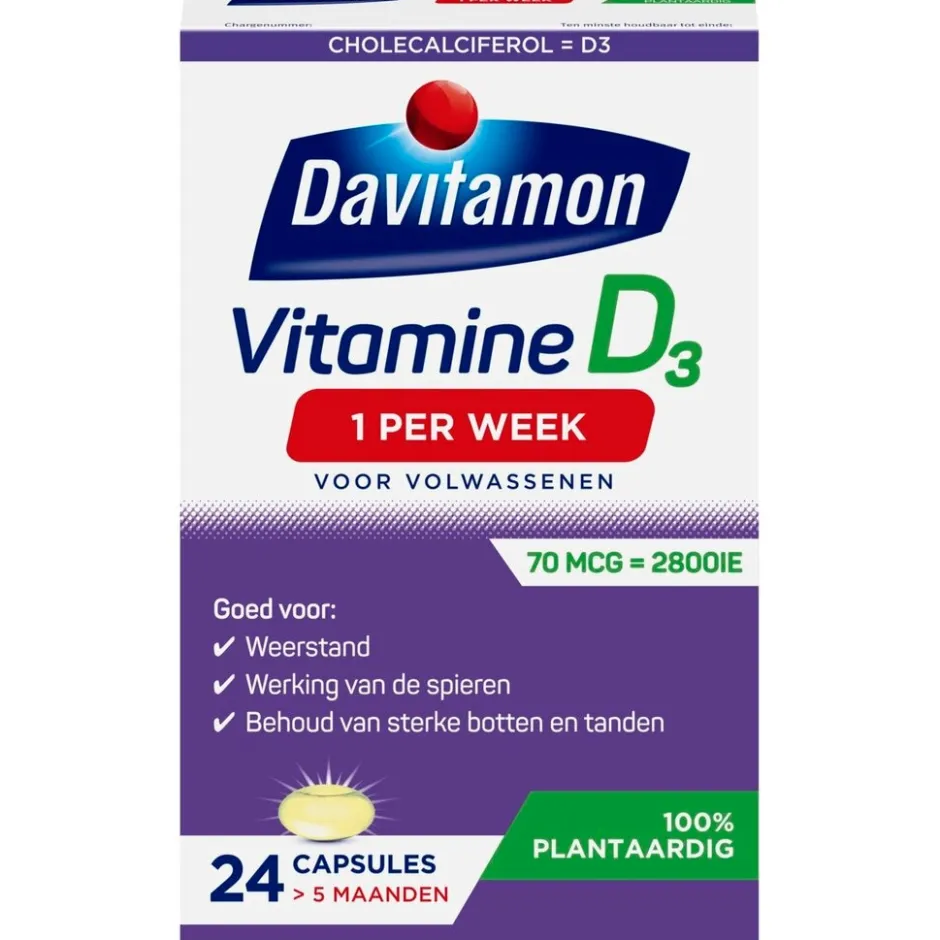 Davitamon Vitamine D3 1 Per Week Capsules< Botten En Spieren|Vitamines