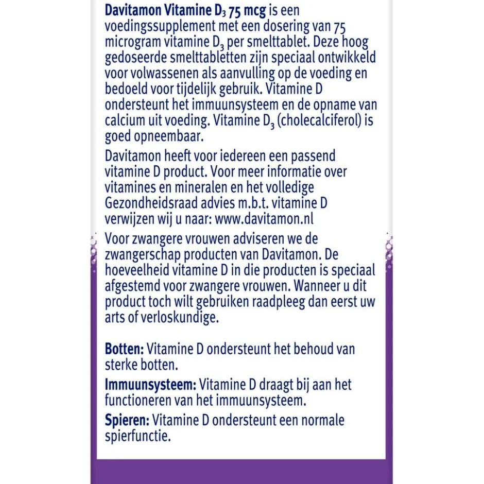 Vitamine D3 75mcg Smelttabletten|Davitamon Clearance