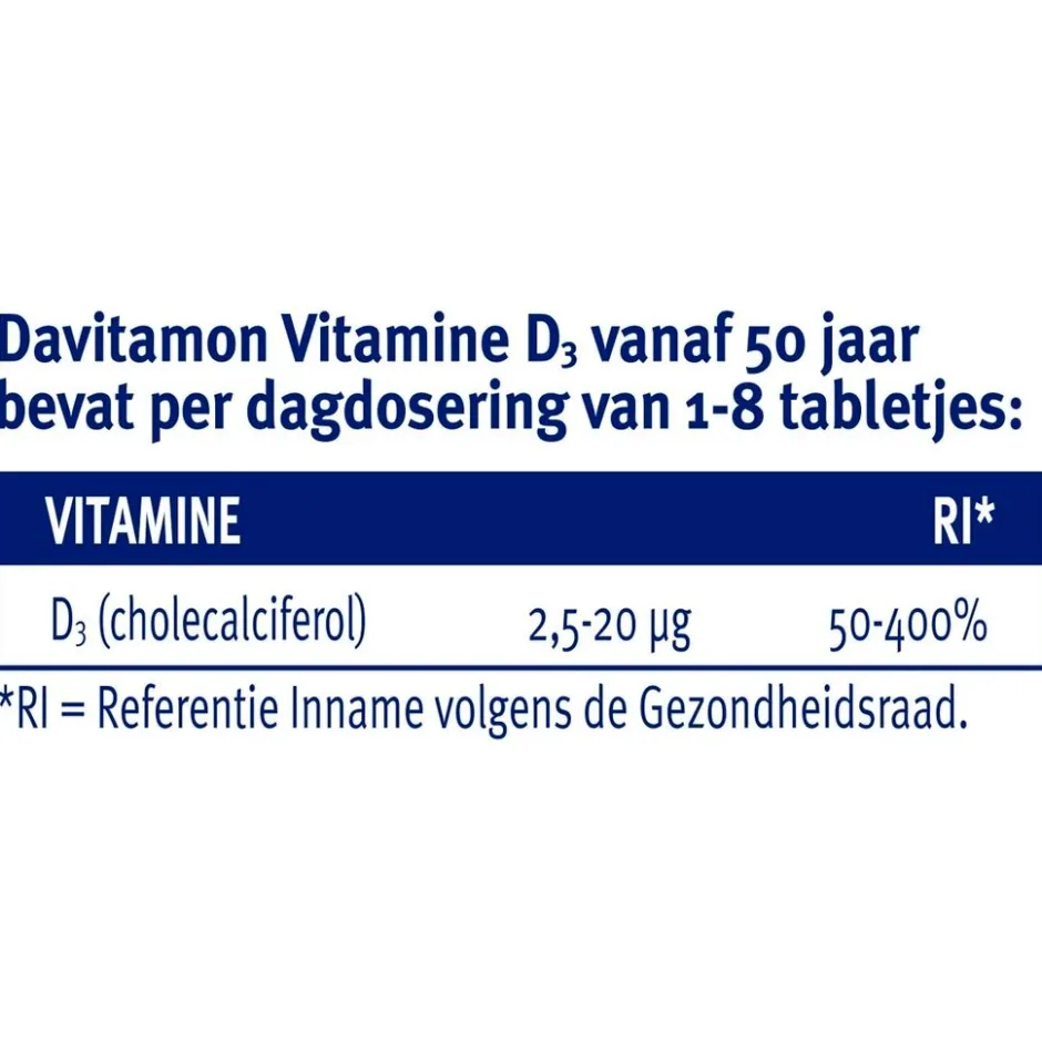 Davitamon Vitamine D3 Vanaf 50 Jaar Tabletten< Botten En Spieren|Vitamines