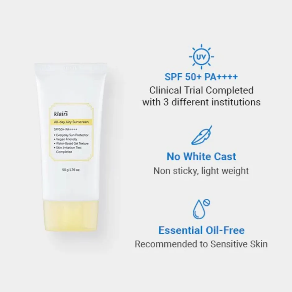 Dear, Klairs All-day Airy Sunscreen< Zonnebrand