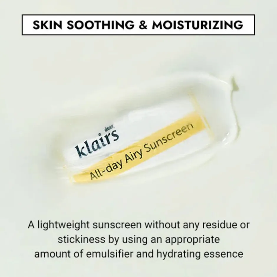 Dear, Klairs All-day Airy Sunscreen< Zonnebrand